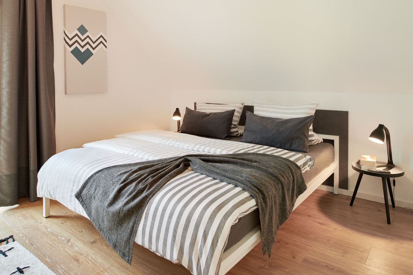 Ferienhaus Backsteinquartier C – Sauna, Kamin & Wasserblick in Putbus – Schlafzimmer