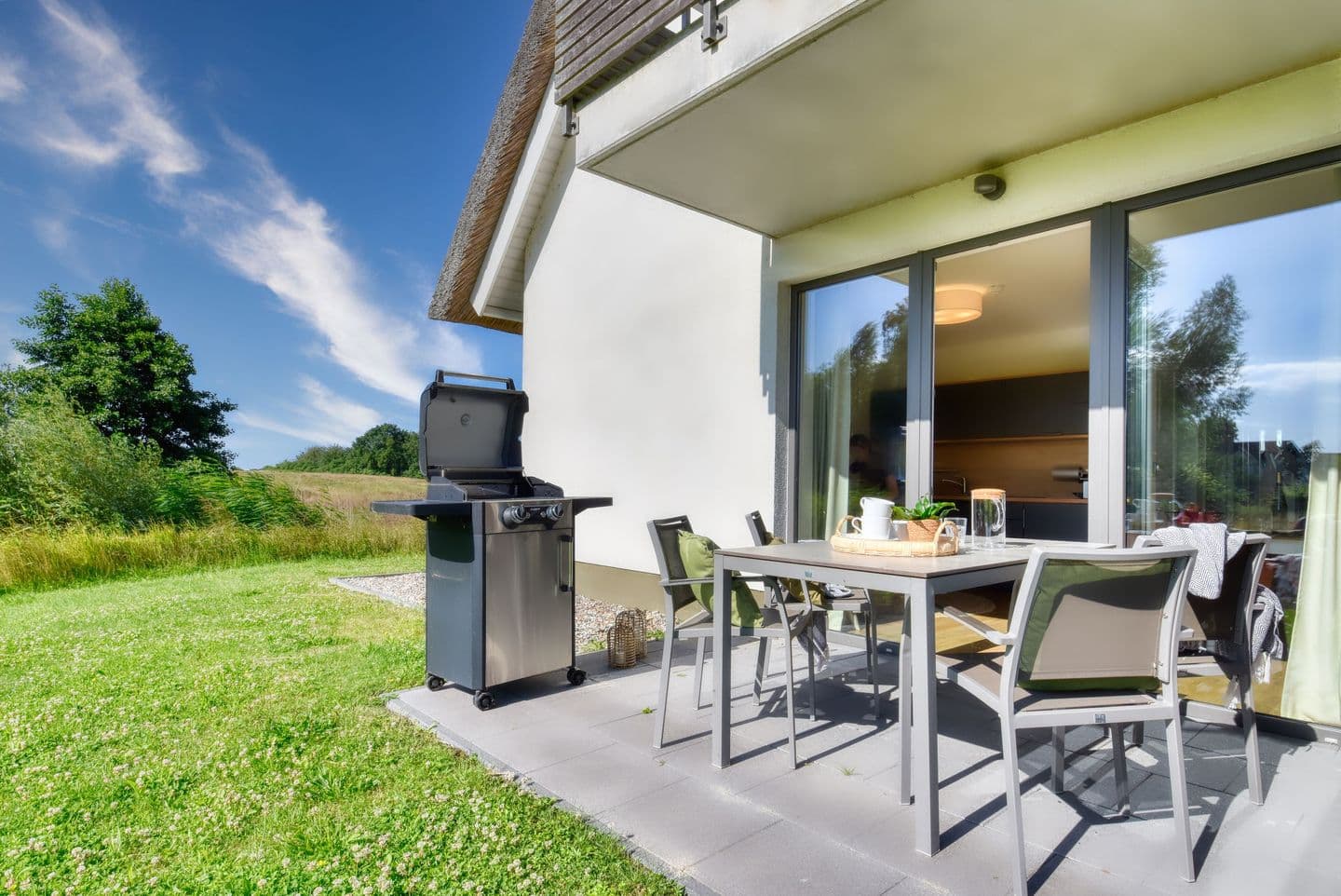 Ferienwohnung Haubentaucher 25 im Wreecher Idyll Rügen in Wreechen – Terrasse