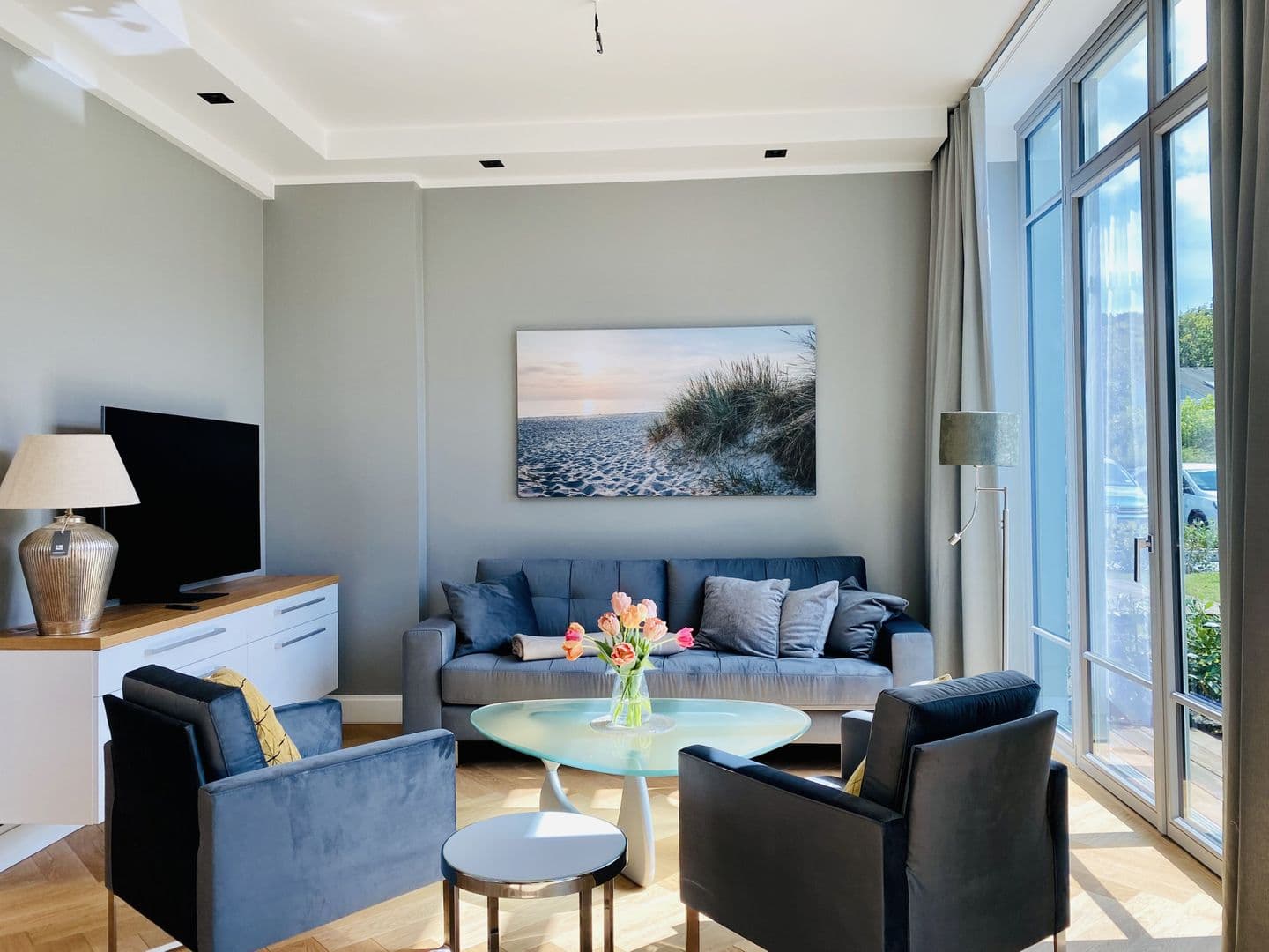Ferienwohnung Luxus Sonnensuite in der Strandvilla Charlotte Binz in Binz – Wohnzimmer