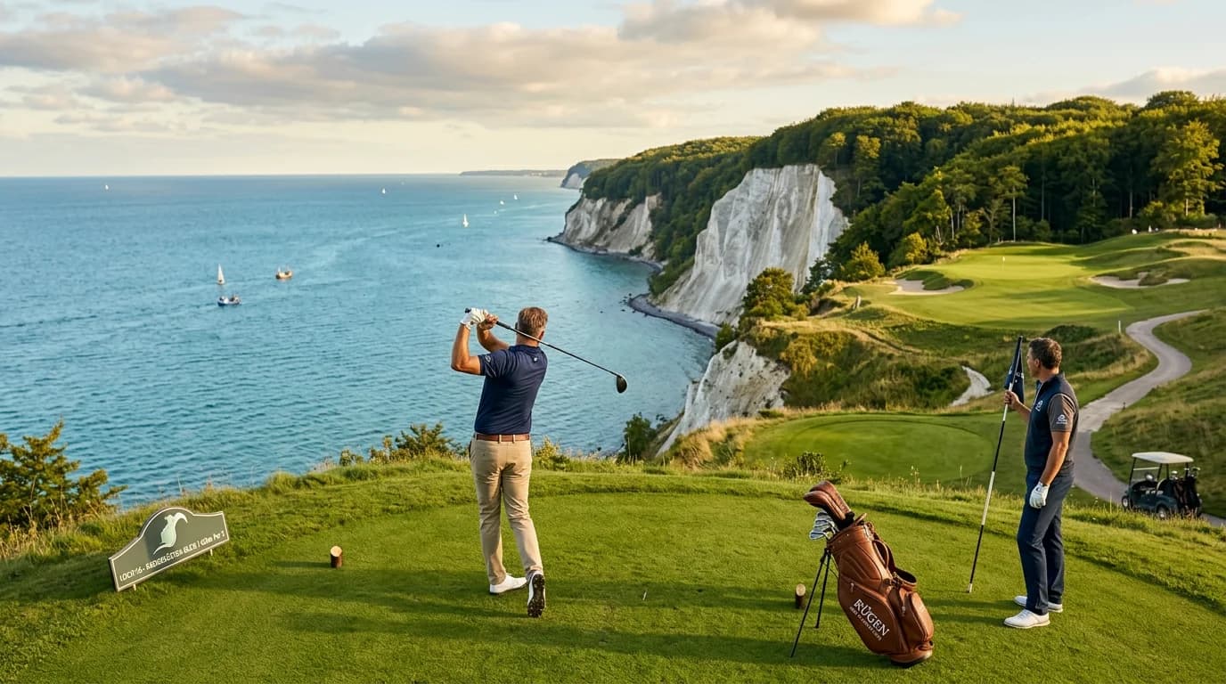 Golfen auf Rügen: Abschlag mit Meerblick